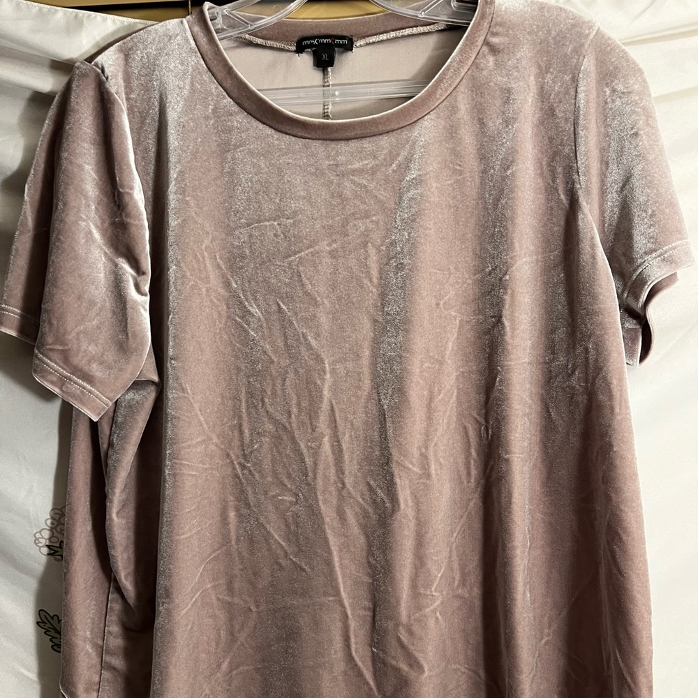 Tan Velvet Top With a Back Opening Middle Slit
